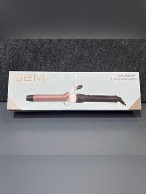 GEM Curl Designer 1" Ceramic Curling Iron - Rose Gold & Black NWT